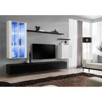 Pécs bútor Nappali bútor Switch üveg+LED XII fehér/Fekete