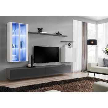 Pécs bútor Nappali bútor Switch üveg+LED XII fehér/Grafit