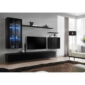 Pécs bútor Nappali bútor Switch üveg+LED XII Fekete