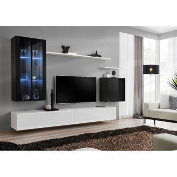 Pécs bútor Nappali bútor Switch üveg+LED XII Fekete/fehér