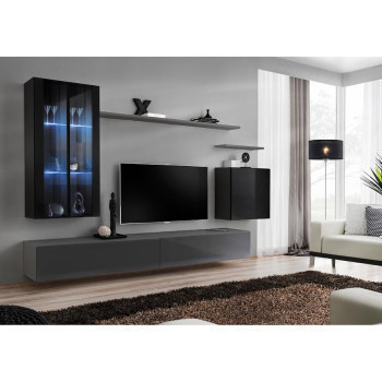 Pécs bútor Nappali bútor Switch üveg+LED XII Fekete/Grafit