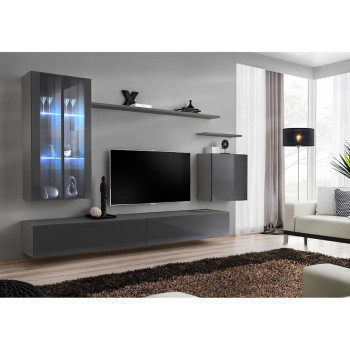 Pécs bútor Nappali bútor Switch üveg+LED XII Grafit
