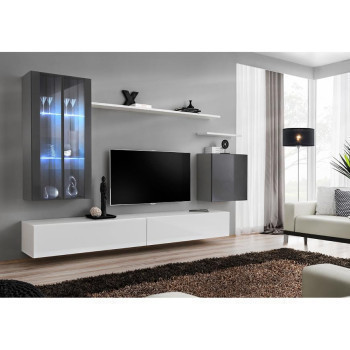 Pécs bútor Nappali bútor Switch üveg+LED XII Grafit/fehér