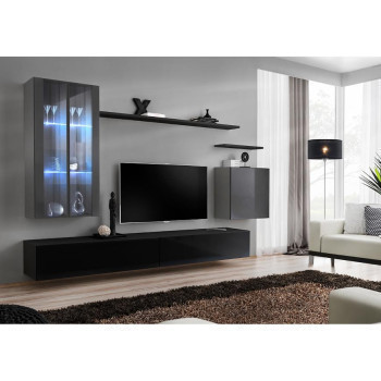 Pécs bútor Nappali bútor Switch üveg+LED XII Grafit/Fekete