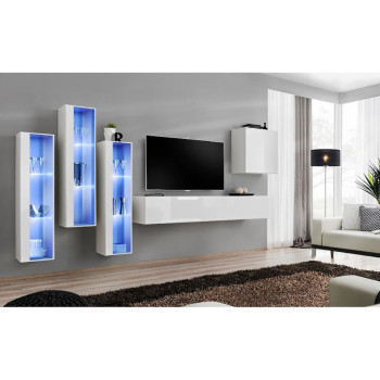 Pécs bútor Nappali bútor Switch üveg+LED XIII fehér