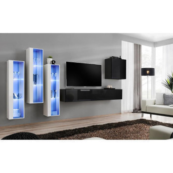 Pécs bútor Nappali bútor Switch üveg+LED XIII fehér/Fekete
