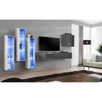 Pécs bútor Nappali bútor Switch üveg+LED XIII fehér/Grafit