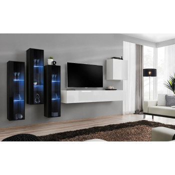 Pécs bútor Nappali bútor Switch üveg+LED XIII Fekete/fehér