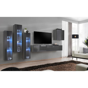 Pécs bútor Nappali bútor Switch üveg+LED XIII Grafit