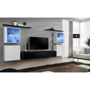 Pécs bútor Nappali bútor Switch üveg+LED XIV fehér/Fekete