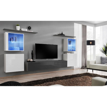 Pécs bútor Nappali bútor Switch üveg+LED XIV fehér/Grafit