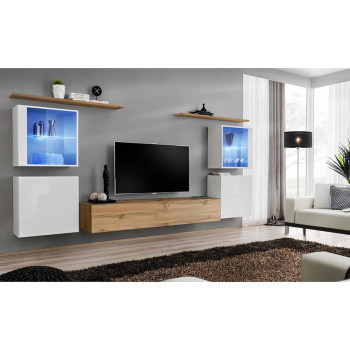 Pécs bútor Nappali bútor Switch üveg+LED XIV fehér/Wotan