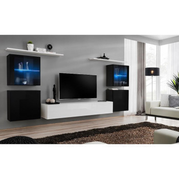 Pécs bútor Nappali bútor Switch üveg+LED XIV Fekete/fehér