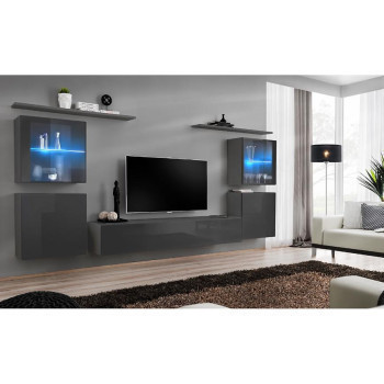 Pécs bútor Nappali bútor Switch üveg+LED XIV Grafit