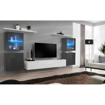 Pécs bútor Nappali bútor Switch üveg+LED XIV Grafit/fehér
