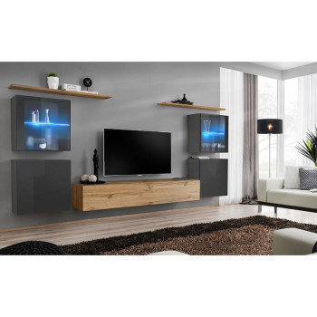 Pécs bútor Nappali bútor Switch üveg+LED XIV Grafit/Wotan
