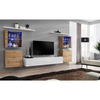 Pécs bútor Nappali bútor Switch üveg+LED XIV Wotan/fehér
