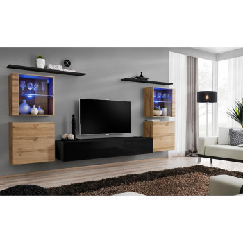 Pécs bútor Nappali bútor Switch üveg+LED XIV Wotan/Fekete