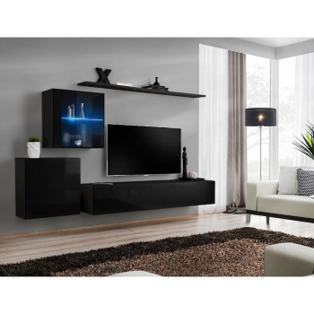 Pécs bútor Nappali bútor Switch üveg+LED XV Fekete