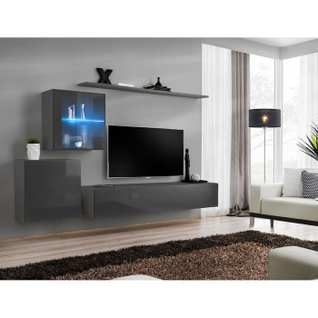 Pécs bútor Nappali bútor Switch üveg+LED XV Grafit