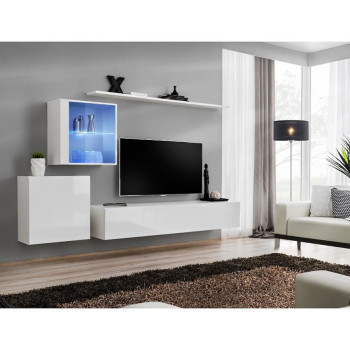 Pécs bútor Nappali bútor Switch XV üveg +LED fekete / grafit