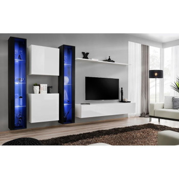 Pécs bútor Nappali bútor Switch XVI üveg +LED fekete/fehér