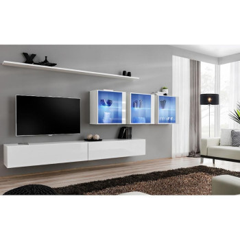 Pécs bútor Nappali bútor Switch XVII üveg +LED fehér