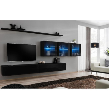 Pécs bútor Nappali bútor Switch XVII üveg +LED fekete