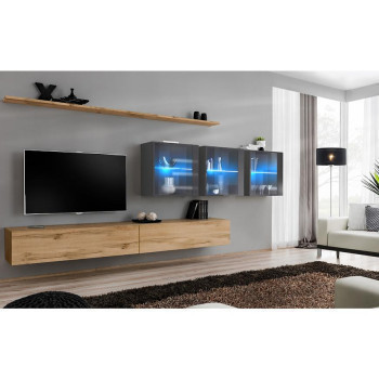 Pécs bútor Nappali bútor Switch XVII üveg +LED Wotan/Grafit