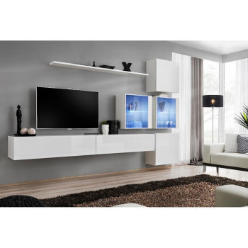 Pécs bútor Nappali bútor Switch XVIII üveg +LED  fehér