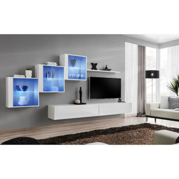 Pécs bútor Nappali bútor Switch XVIII üveg +LED fehér
