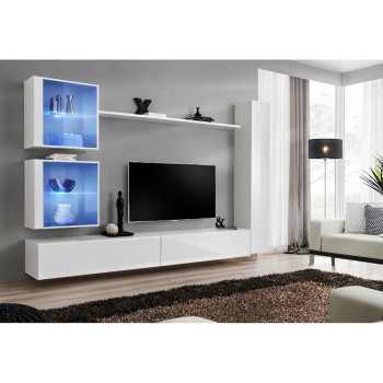 Pécs bútor Nappali bútor Switch XVIII üveg +LED  fehér