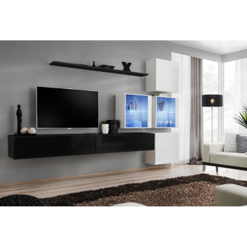Pécs bútor Nappali bútor Switch XVIII üveg +LED  fekete/fehér