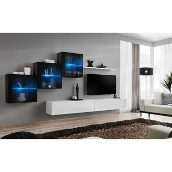Pécs bútor Nappali bútor Switch XVIII üveg +LED fekete/fehér