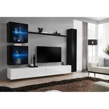 Pécs bútor Nappali bútor Switch XVIII üveg +LED  fekete/fehér