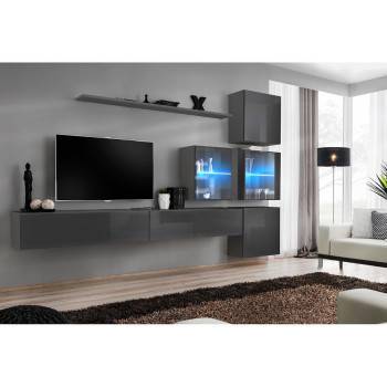 Pécs bútor Nappali bútor Switch XVIII üveg +LED  Grafit