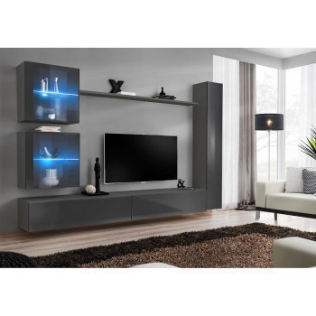 Pécs bútor Nappali bútor Switch XVIII üveg +LED  Grafit