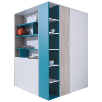 Pécs bútor Szekrény Planet  PL1 L/P 135 cm fehér/tölgy/tenger kék