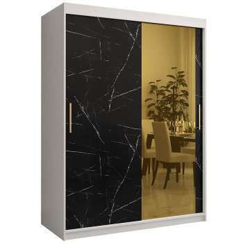 Pécs bútor Szekrény Platinum T2 150 fehér márvány/fekete