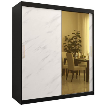 Pécs bútor Szekrény Platinum T2 180 fekete márvány/fehér