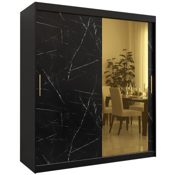 Pécs bútor Szekrény Platinum T2 180 fekete márvány/fekete
