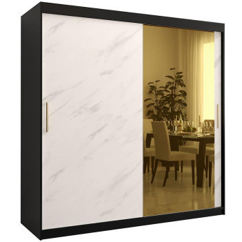 Pécs bútor Szekrény Platinum T2 200 fekete márvány/fehér