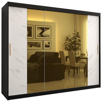 Pécs bútor Szekrény Platinum T2 250 fekete márvány/fehér