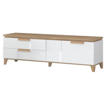 Pécs bútor Szekrény RTV Brio TV pacific walnut/crystal white