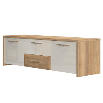Pécs bútor Szekrény RTV Gala TV161-2K2F/GL pacific walnut/beige