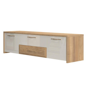 Pécs bútor Szekrény RTV Gala TV184-2K2F/GL pacific walnut/beige