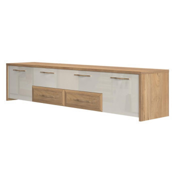 Pécs bútor Szekrény RTV Gala TV220-2K4F/GL pacific walnut/beige
