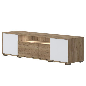 Pécs bútor Szekrény RTV Stela TV tobacco/crystal white