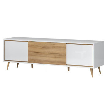 Pécs bútor Szekrény RTV Vida TV pacific walnut/crystal white