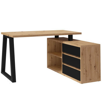 Pécs bútor Szett Iga II Íróasztal + Komód Tölgy Artisan / Fekete Mat